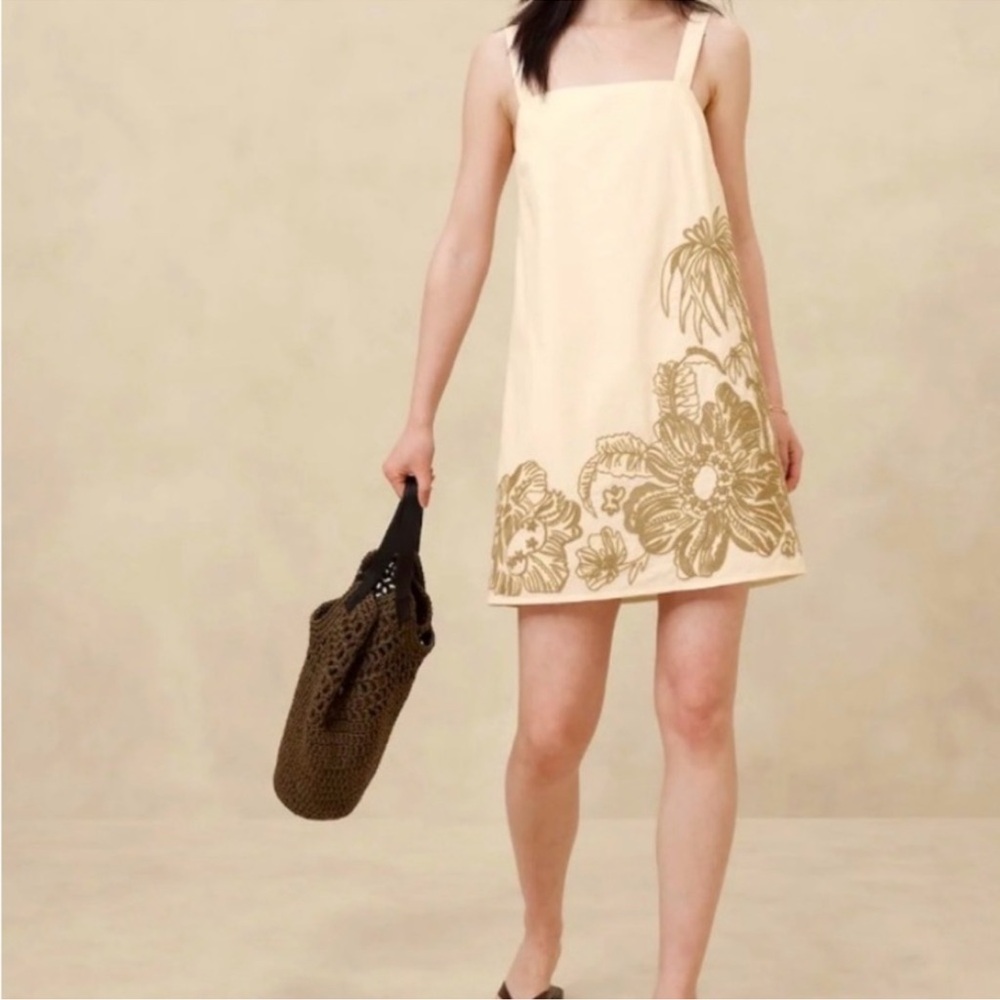 Banana Republic Factory Cream Floral Mini Dress